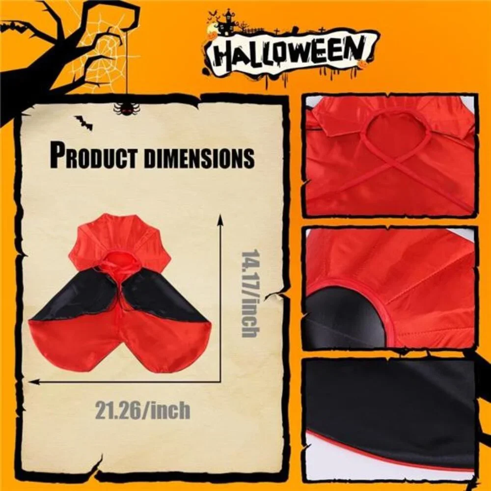 Halloween Pet Cape Costume - Vampire Cloak, Wizard Outfit, Witch Cosplay